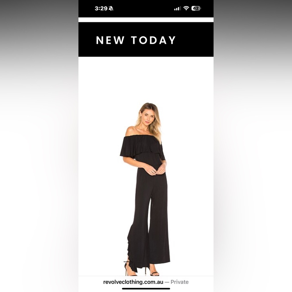 Revolve Krisa Ruffle  Black Off-Shoulder Jumpsuit